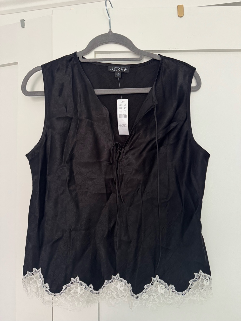 J. Crew Black Lace-Hem Sleeveless V-Neck Top & Matching Skirt (BOTH PIECES)